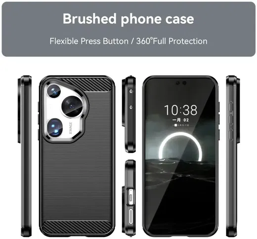 Huawei Pura 70 Ultra Hoesje Geborsteld TPU Flexibele Back Cover Zwart afbeelding 8