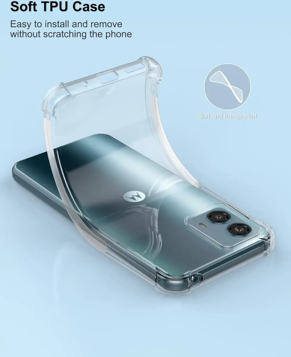 Motorola Moto E14 Hoesje Schokbestendig en Dun TPU Back Cover Transparant afbeelding 5