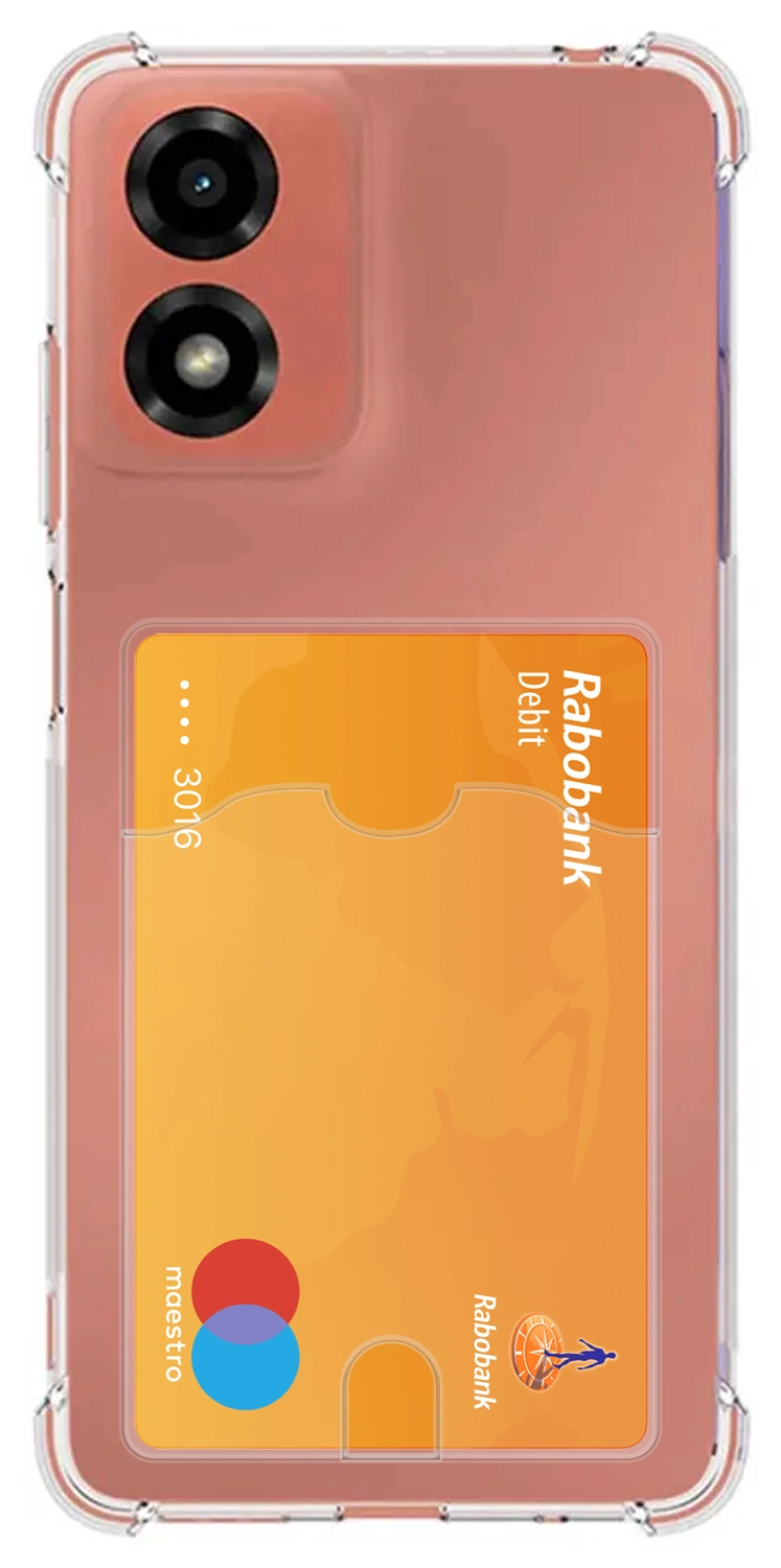 Motorola Moto E14 Hoesje Dun TPU met Pasjeshouder Back Cover Transparant afbeelding 1