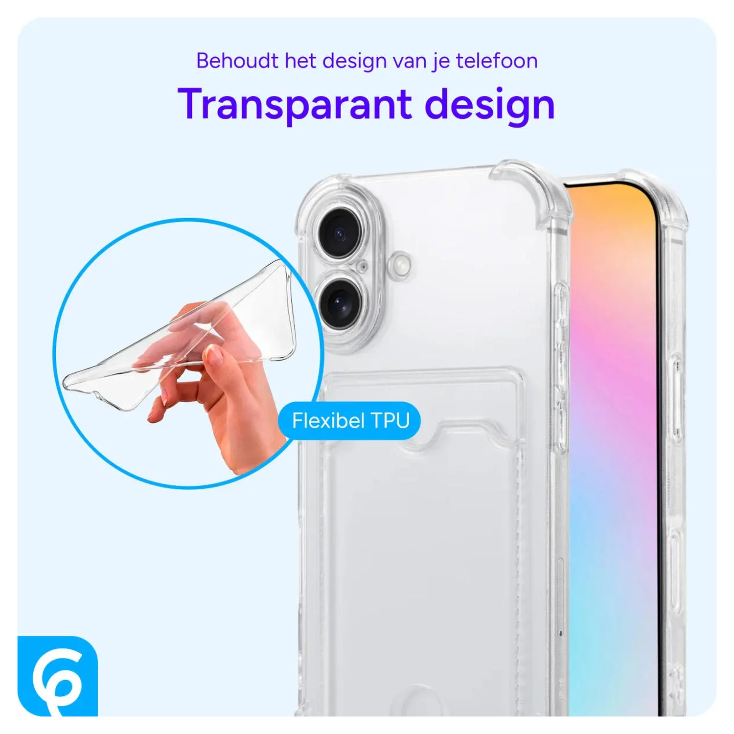 Motorola Moto E14 Hoesje Dun TPU met Pasjeshouder Back Cover Transparant afbeelding 4