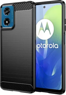 Motorola Moto E14 Hoesje Geborsteld TPU Flexibele Back Cover Zwart