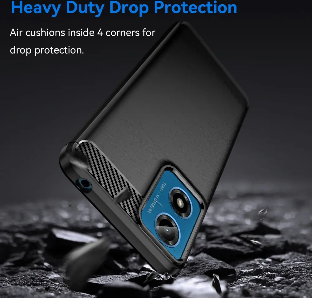 Motorola Moto E14 Hoesje Geborsteld TPU Flexibele Back Cover Zwart afbeelding 4