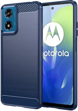 Motorola Moto E14 Hoesje Geborsteld TPU Flexibele Back Cover Blauw
