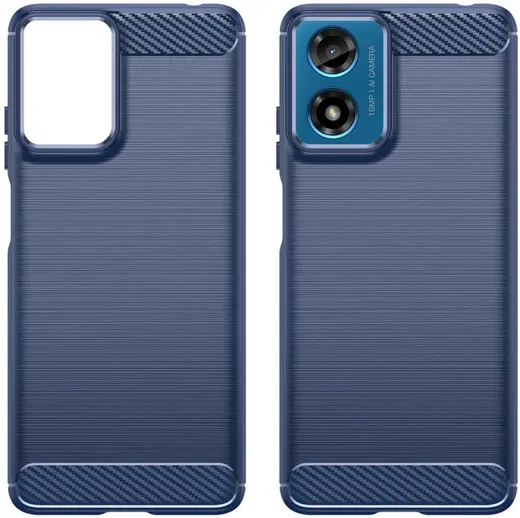Motorola Moto E14 Hoesje Geborsteld TPU Flexibele Back Cover Blauw afbeelding 2