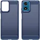 Motorola Moto E14 Hoesje Geborsteld TPU Flexibele Back Cover Blauw afbeelding 2