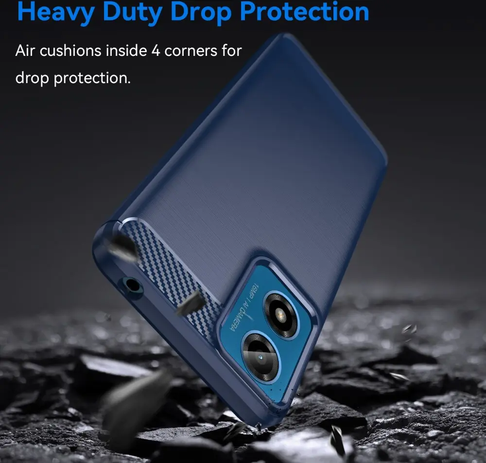 Motorola Moto E14 Hoesje Geborsteld TPU Flexibele Back Cover Blauw afbeelding 4