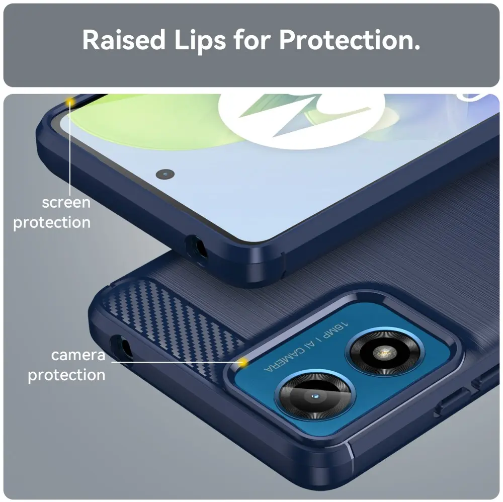 Motorola Moto E14 Hoesje Geborsteld TPU Flexibele Back Cover Blauw afbeelding 7