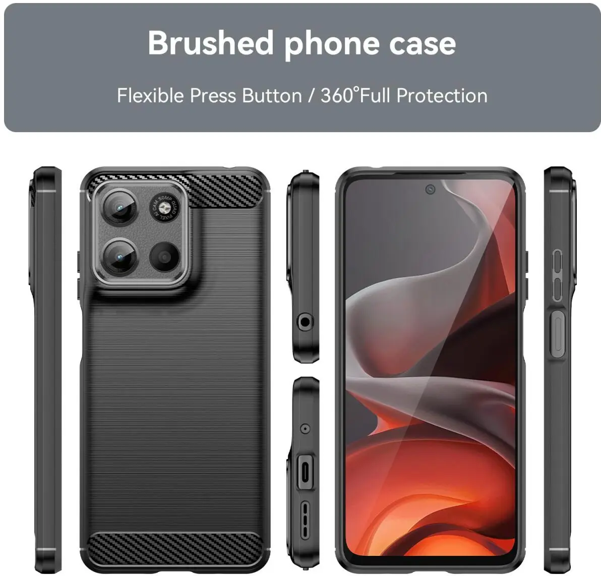Motorola Moto G15 / G15 Power Hoesje Geborsteld TPU Flexibele Back Cover Zwart afbeelding 2