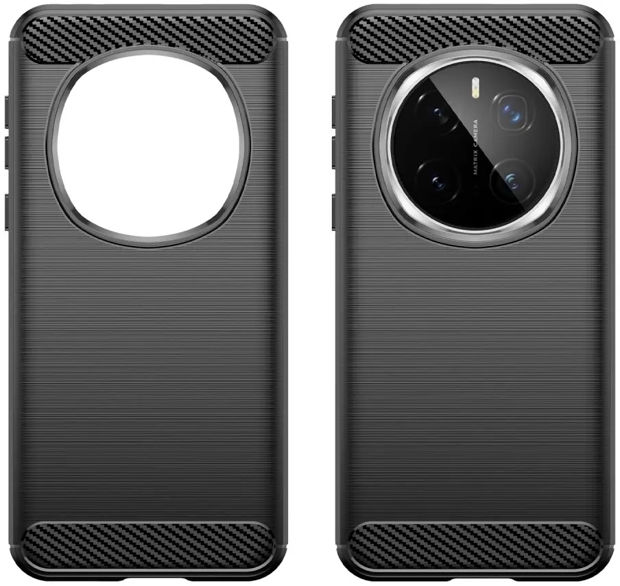 Honor Magic 7 Pro Hoesje Geborsteld TPU Flexibele Back Cover Zwart afbeelding 2