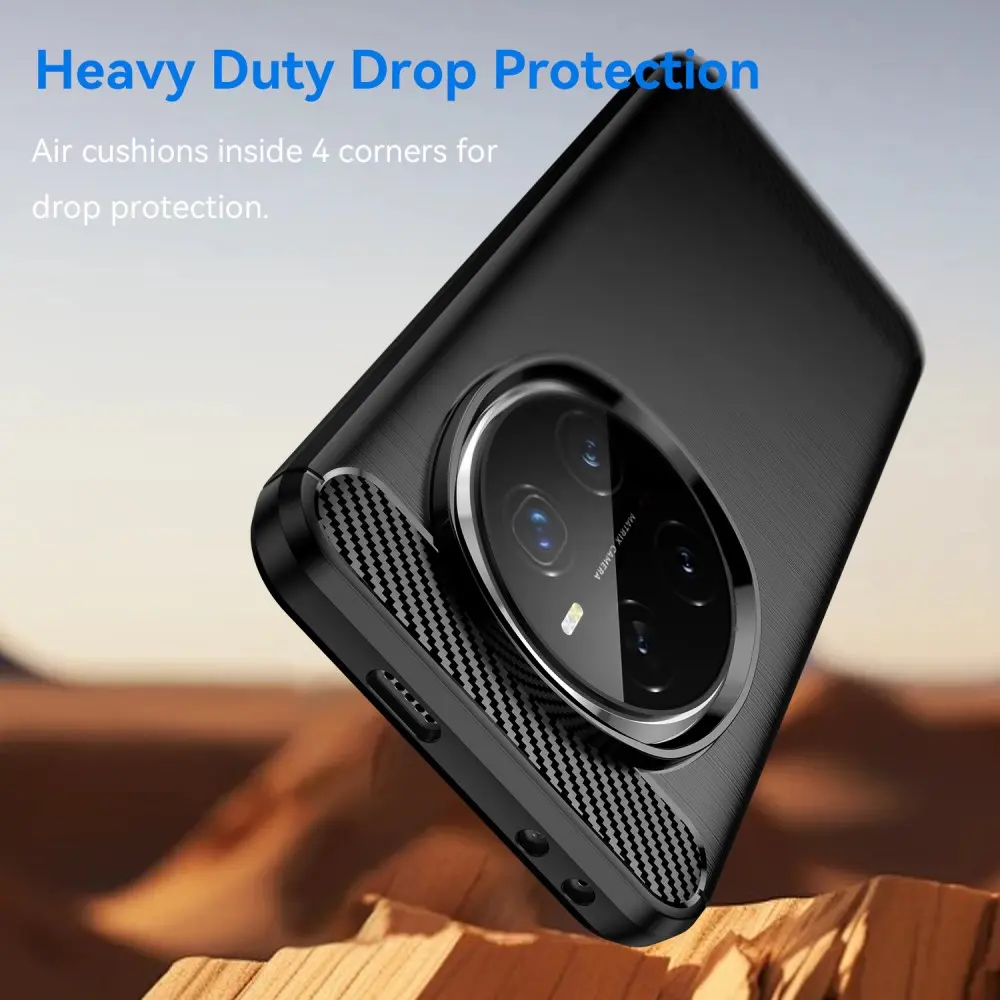 Honor Magic 7 Pro Hoesje Geborsteld TPU Flexibele Back Cover Zwart afbeelding 4