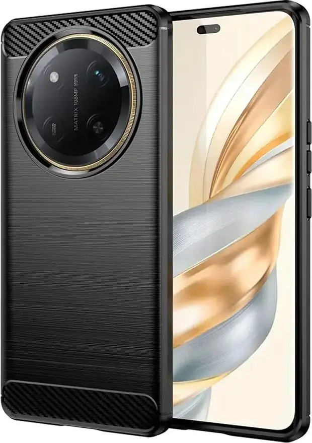Honor Magic 7 Lite Hoesje Geborsteld TPU Flexibele Back Cover Zwart afbeelding 1