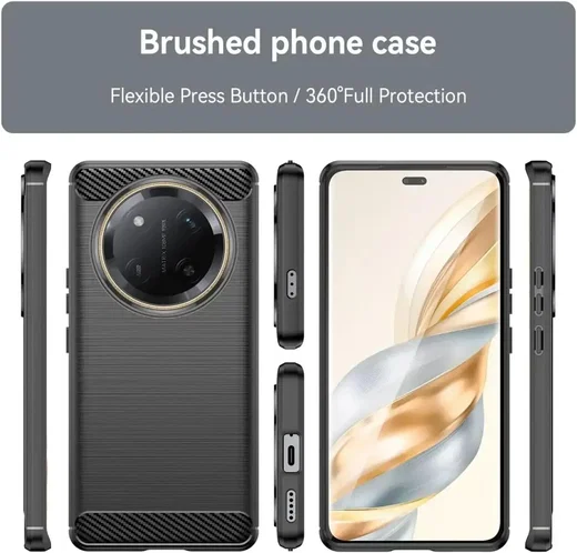 Honor Magic 7 Lite Hoesje Geborsteld TPU Flexibele Back Cover Zwart afbeelding 10