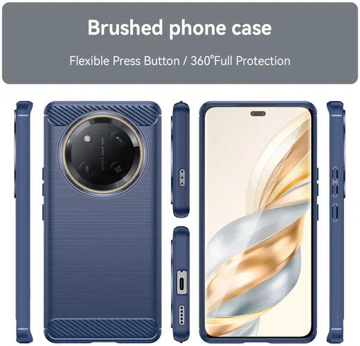 Honor Magic 7 Lite Hoesje Geborsteld TPU Flexibele Back Cover Blauw afbeelding 8