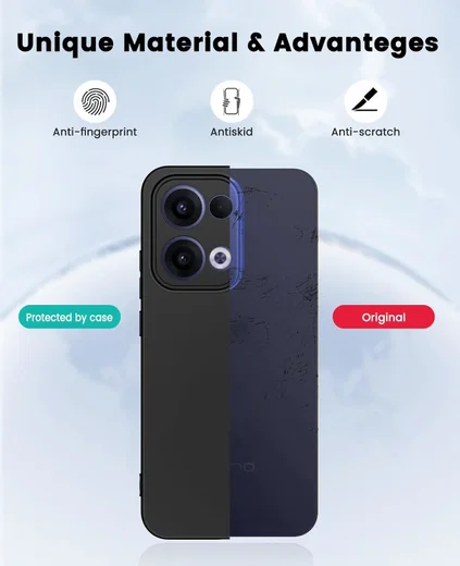 Oppo Reno 13 Hoesje Dun TPU Back Cover Matte Zwart afbeelding 7