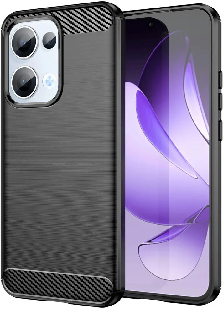 Oppo Reno 13 Hoesje Geborsteld TPU Flexibele Back Cover Zwart afbeelding 1
