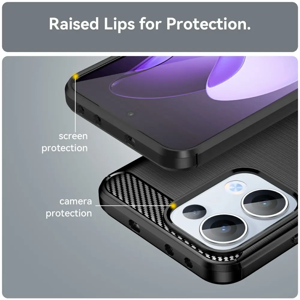 Oppo Reno 13 Hoesje Geborsteld TPU Flexibele Back Cover Zwart afbeelding 7