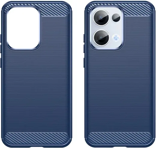 Oppo Reno 13 Hoesje Geborsteld TPU Flexibele Back Cover Blauw afbeelding 2