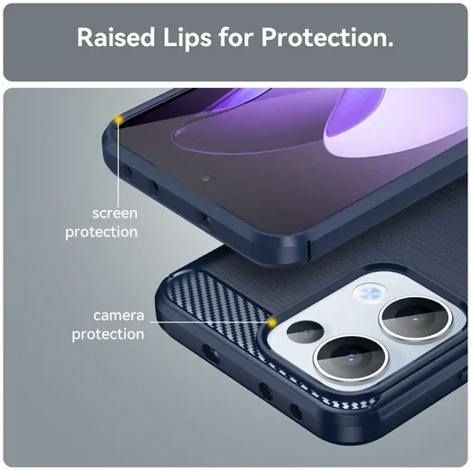 Oppo Reno 13 Hoesje Geborsteld TPU Flexibele Back Cover Blauw afbeelding 7