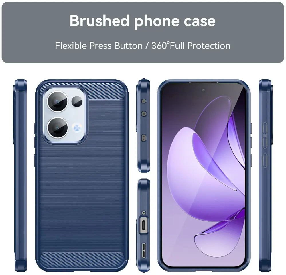 Oppo Reno 13 Hoesje Geborsteld TPU Flexibele Back Cover Blauw afbeelding 8