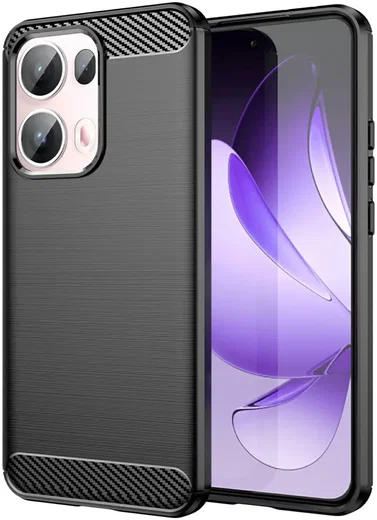 Oppo Reno 13 Pro Hoesje Geborsteld TPU Flexibele Back Cover Zwart afbeelding 1