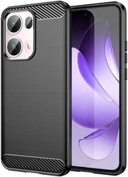 Oppo Reno 13 Pro Hoesje Geborsteld TPU Flexibele Back Cover Zwart afbeelding