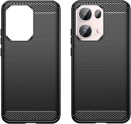 Oppo Reno 13 Pro Hoesje Geborsteld TPU Flexibele Back Cover Zwart afbeelding 2