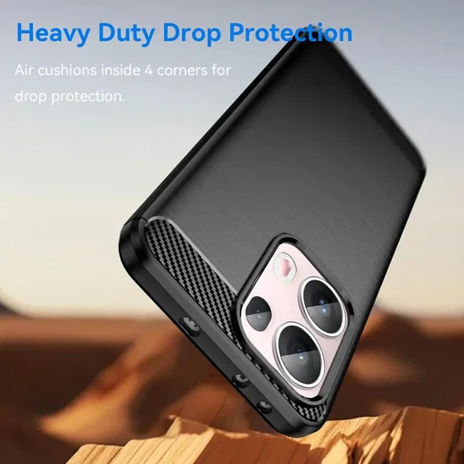 Oppo Reno 13 Pro Hoesje Geborsteld TPU Flexibele Back Cover Zwart afbeelding 4