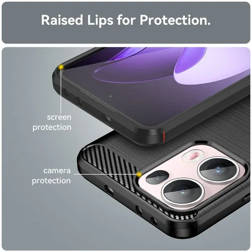 Oppo Reno 13 Pro Hoesje Geborsteld TPU Flexibele Back Cover Zwart afbeelding 7