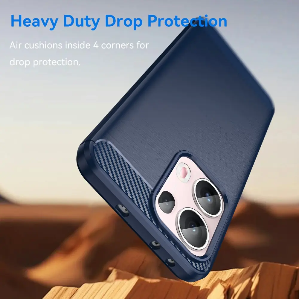 Oppo Reno 13 Pro Hoesje Geborsteld TPU Flexibele Back Cover Blauw afbeelding 4