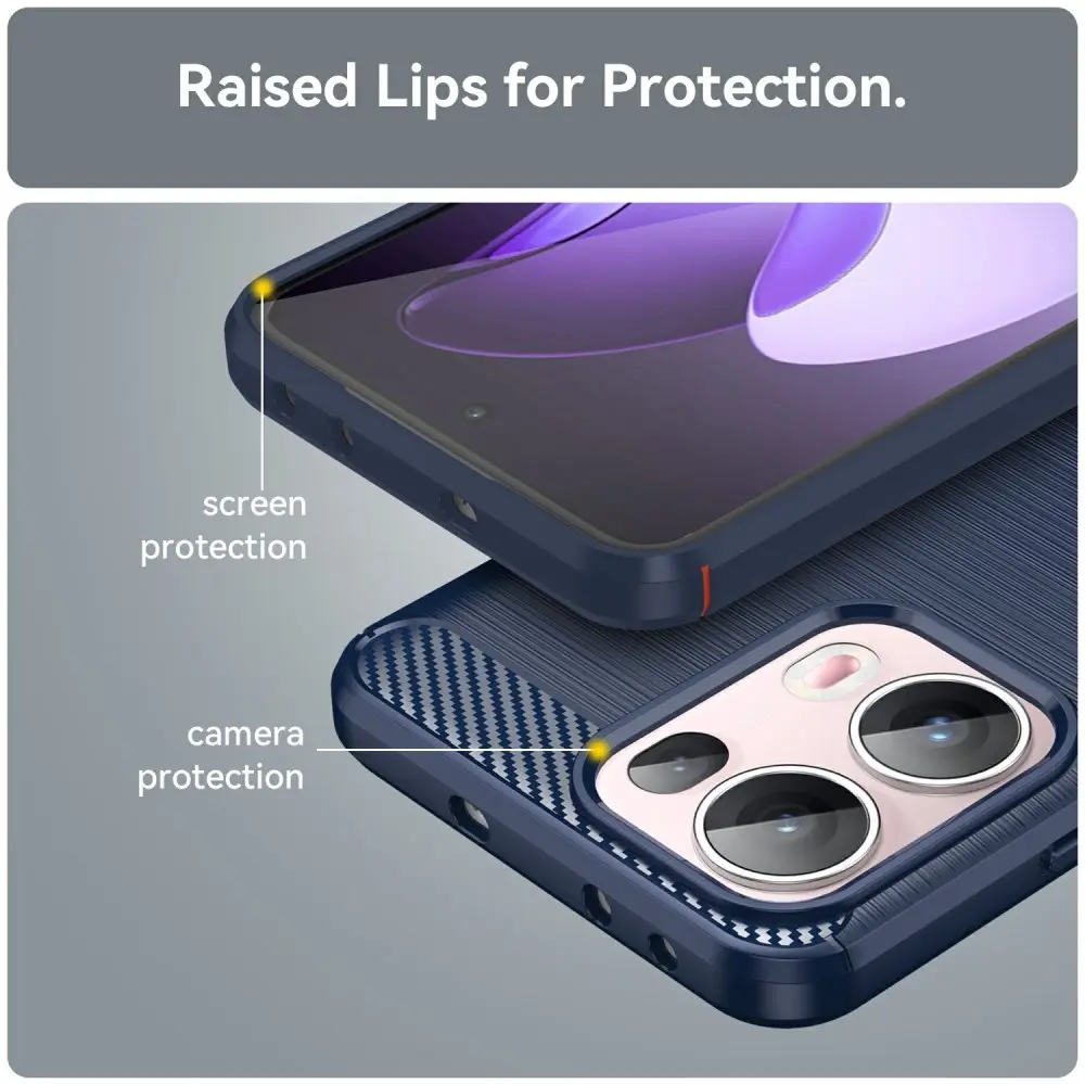 Oppo Reno 13 Pro Hoesje Geborsteld TPU Flexibele Back Cover Blauw afbeelding 7