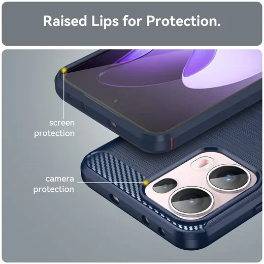 Oppo Reno 13 Pro Hoesje Geborsteld TPU Flexibele Back Cover Blauw afbeelding 7