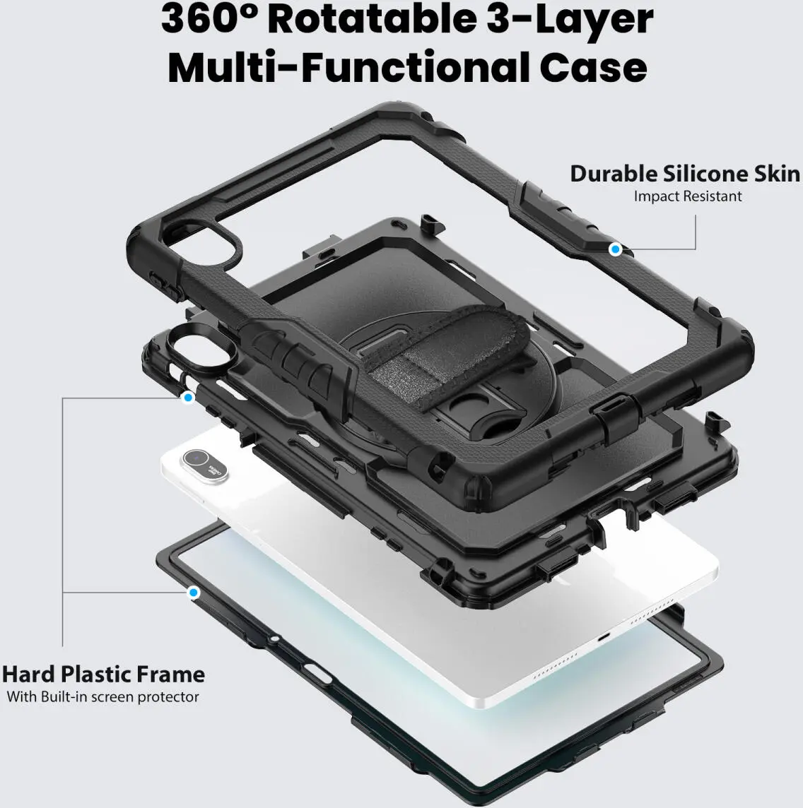 Huawei MatePad SE 11 (2024) Hoes met Screen Protector en Handriem Zwart afbeelding 2