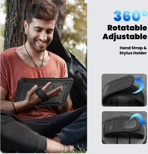 Huawei MatePad SE 11 (2024) Hoes met Screen Protector en Handriem Zwart afbeelding 7