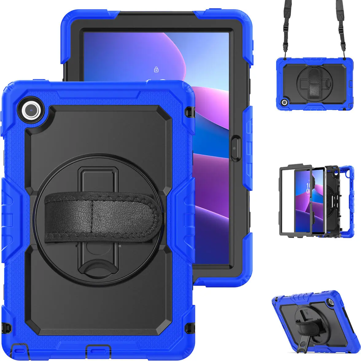 Lenovo Tab M10 Gen 4 (2025) Hoes met Screen Protector en Handriem Blauw afbeelding 16