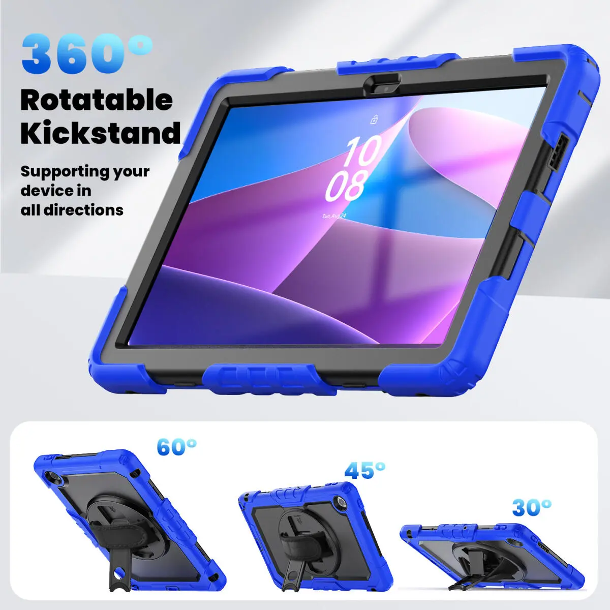 Lenovo Tab M10 Gen 4 (2025) Hoes met Screen Protector en Handriem Blauw afbeelding 8