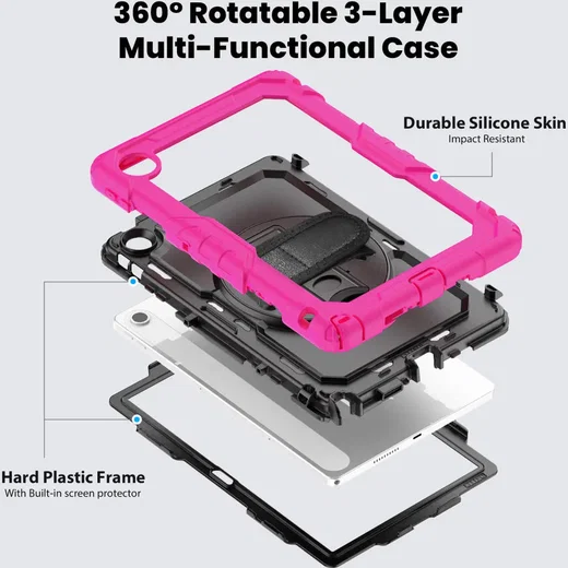 Lenovo Tab M10 Gen 4 (2025) Hoes met Screen Protector en Handriem Roze afbeelding 4