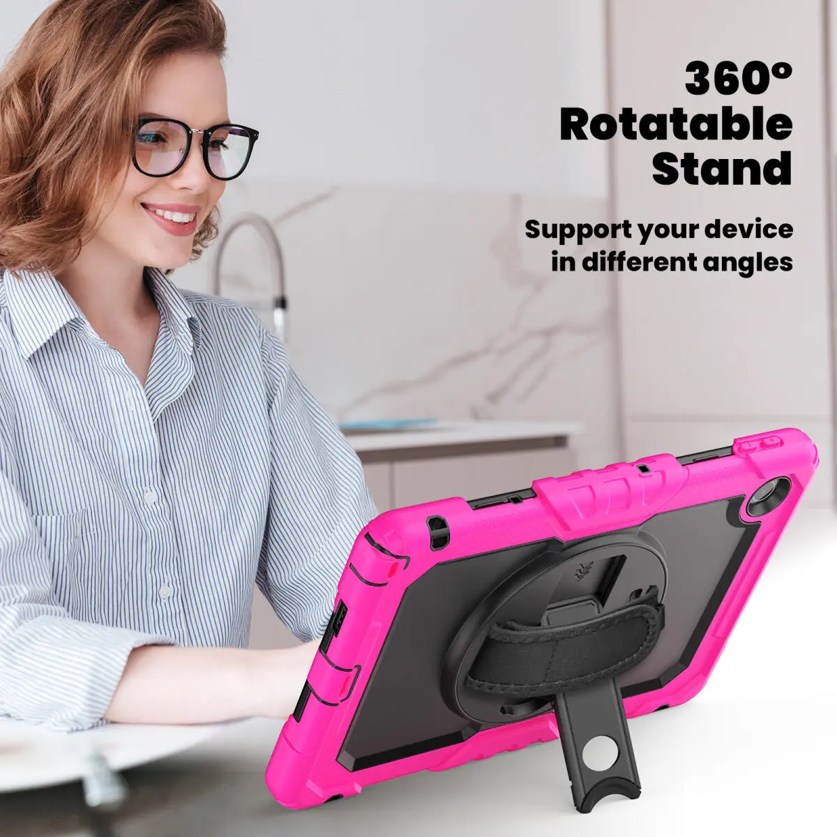 Lenovo Tab M10 Gen 4 (2025) Hoes met Screen Protector en Handriem Roze afbeelding 6