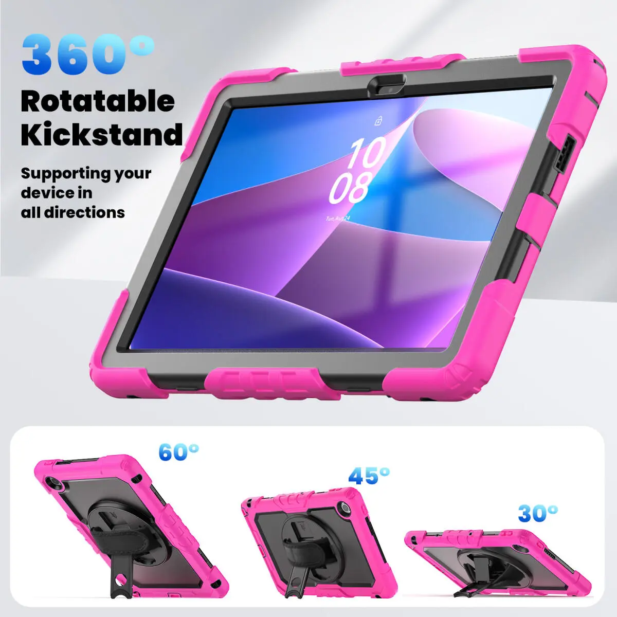 Lenovo Tab M10 Gen 4 (2025) Hoes met Screen Protector en Handriem Roze afbeelding 7
