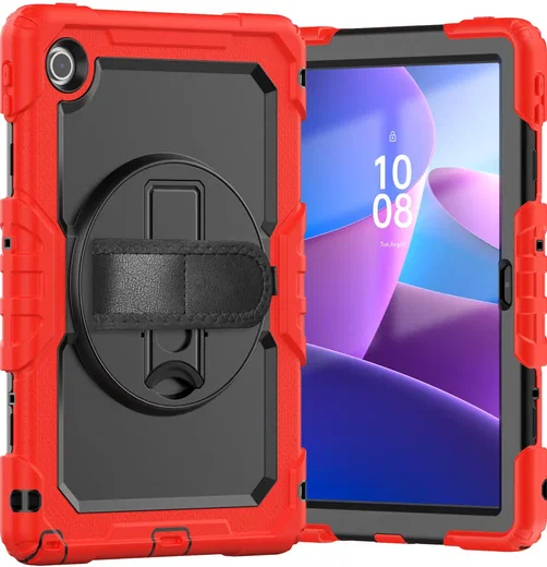 Lenovo Tab M10 Gen 4 (2025) Hoes met Screen Protector en Handriem Rood afbeelding 2