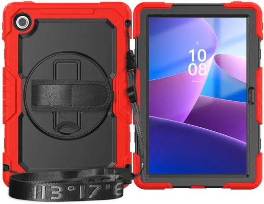Lenovo Tab M10 Gen 4 (2025) Hoes met Screen Protector en Handriem Rood afbeelding 17