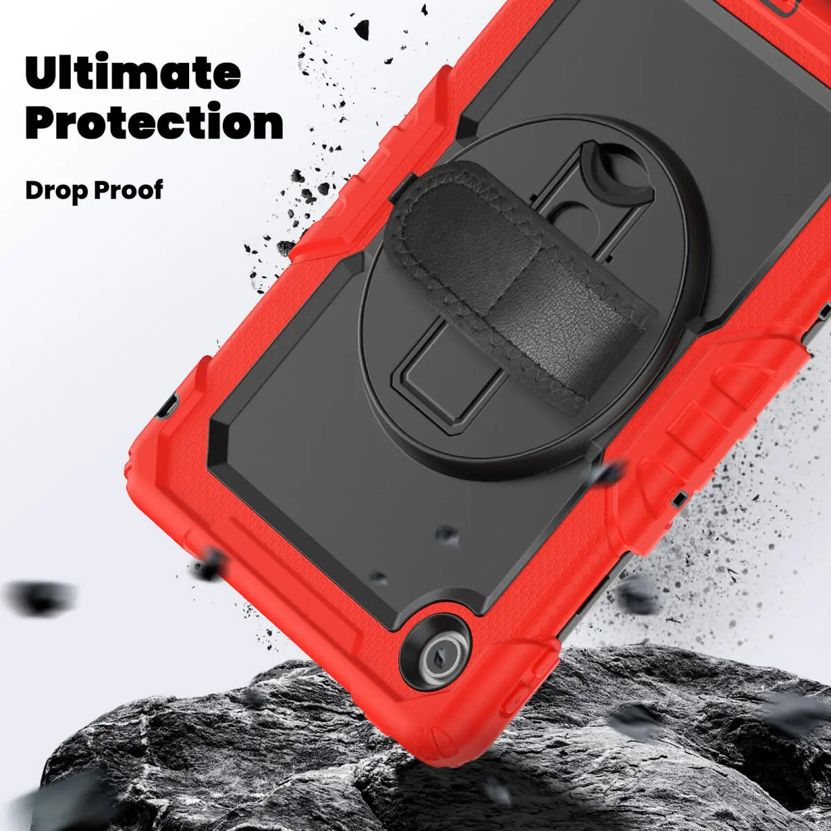 Lenovo Tab M10 Gen 4 (2025) Hoes met Screen Protector en Handriem Rood afbeelding 5