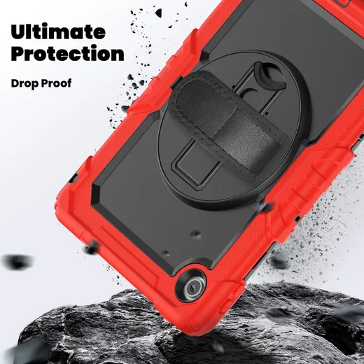 Lenovo Tab M10 Gen 4 (2025) Hoes met Screen Protector en Handriem Rood afbeelding 5