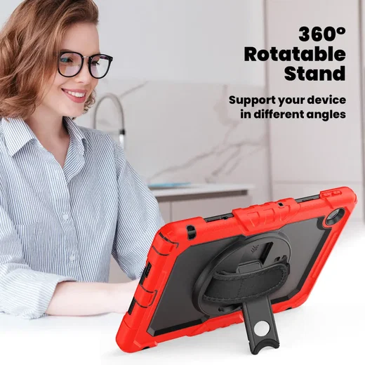 Lenovo Tab M10 Gen 4 (2025) Hoes met Screen Protector en Handriem Rood afbeelding 6