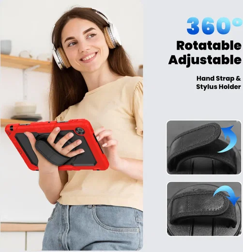 Lenovo Tab M10 Gen 4 (2025) Hoes met Screen Protector en Handriem Rood afbeelding 7