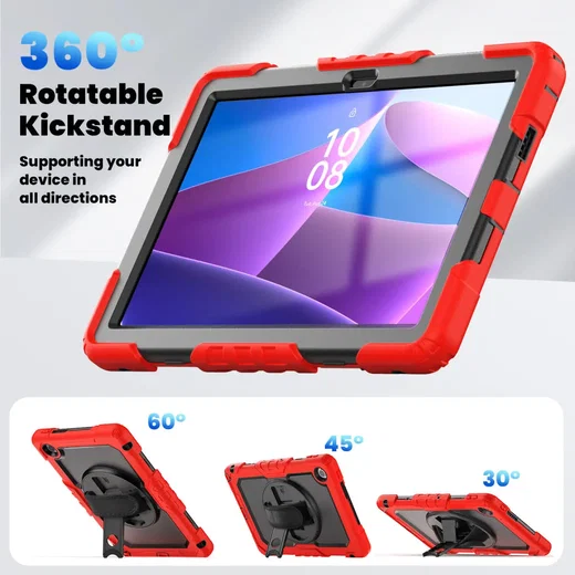 Lenovo Tab M10 Gen 4 (2025) Hoes met Screen Protector en Handriem Rood afbeelding 8