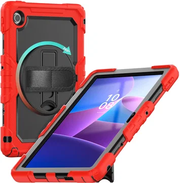 Lenovo Tab M10 Gen 4 (2025) Hoes met Screen Protector en Handriem Rood