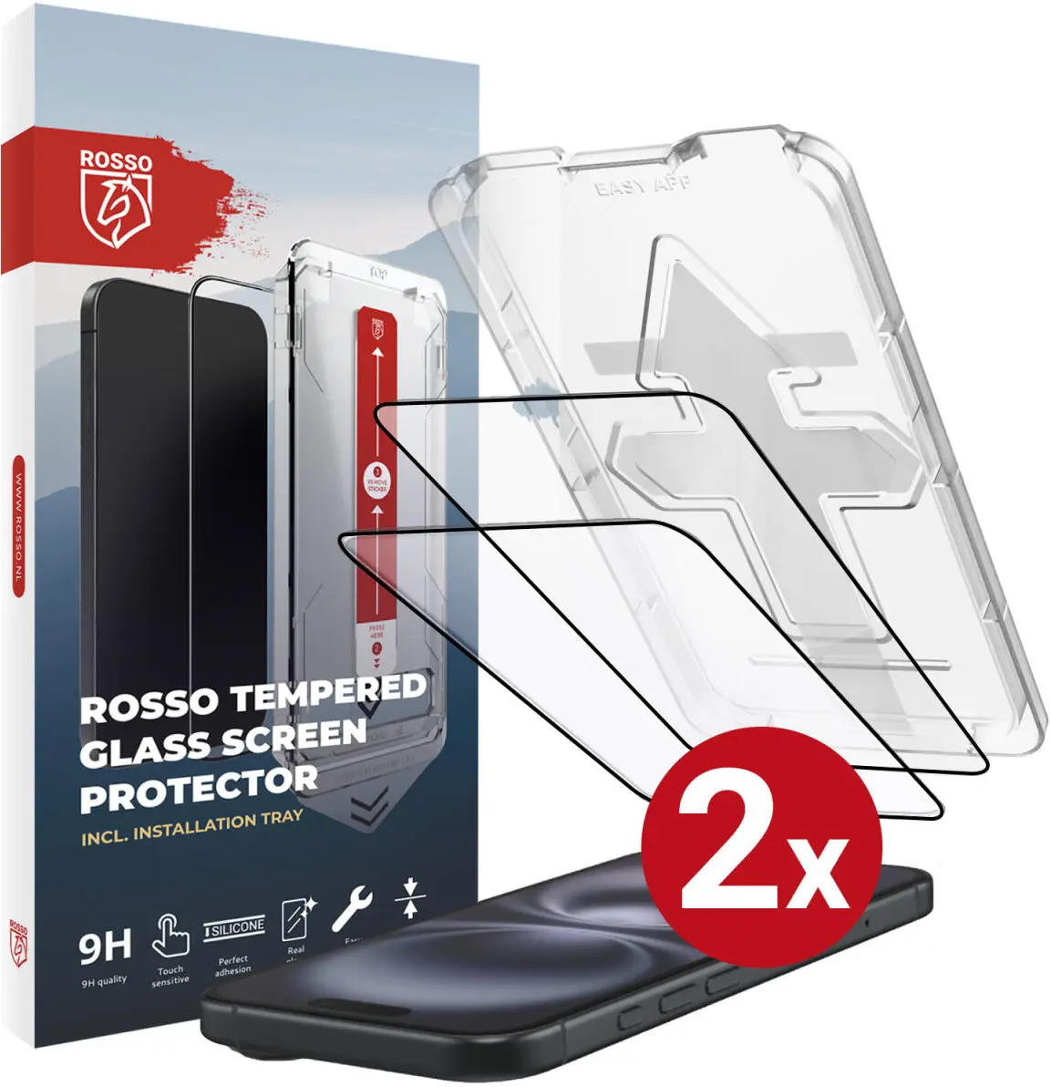 Rosso Apple iPhone 16 Tempered Glass met Installatietray (2-Pack) afbeelding 9