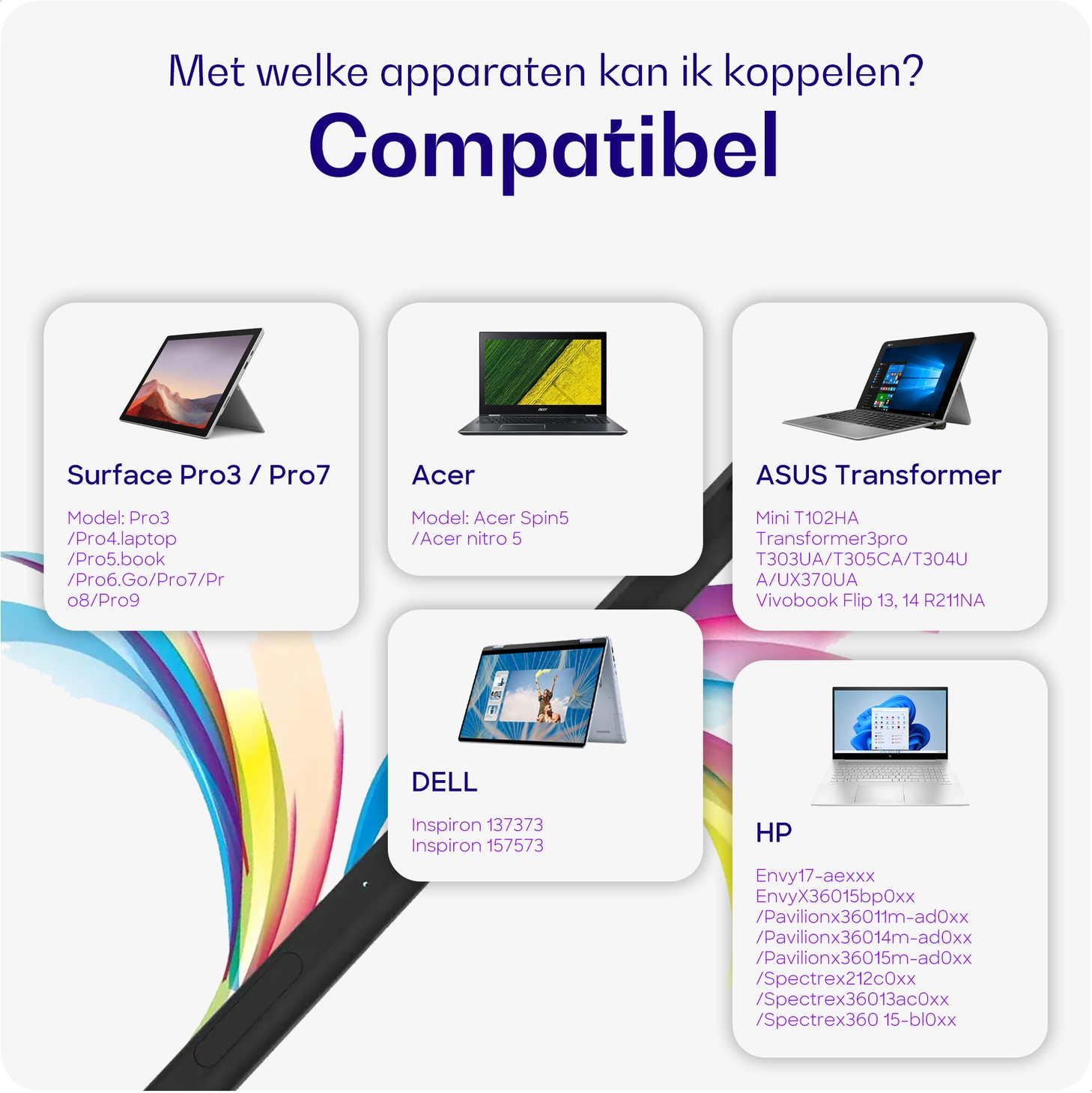 Buddi Aide MPP Stylus Pen voor Microsoft /HP/Asus/Acer/Dell Zwart afbeelding 2