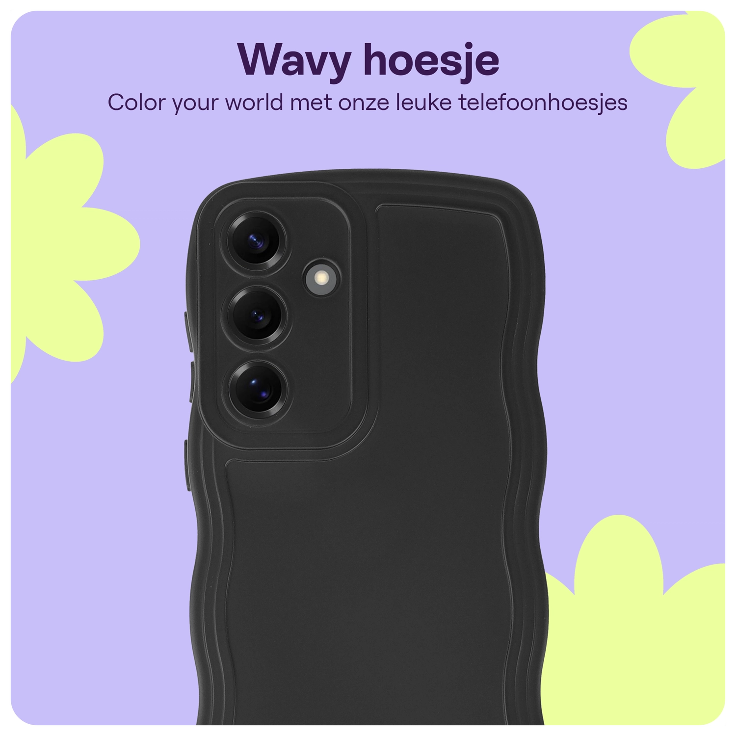 HappyCase Wavy Samsung Galaxy S25 Hoesje TPU Back Cover Zwart afbeelding 5