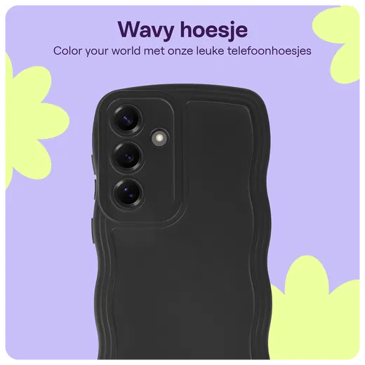 HappyCase Wavy Samsung Galaxy S25 Hoesje TPU Back Cover Zwart afbeelding 5